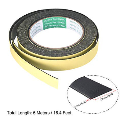 uxcell Sealing Foam Tape 20mm Wide 1mm Thick 5m/16.4ft Long, Self Adhesive Weather Strip for Window Door Insulation, Pack of 2 - size: 20mmx1mmx5m