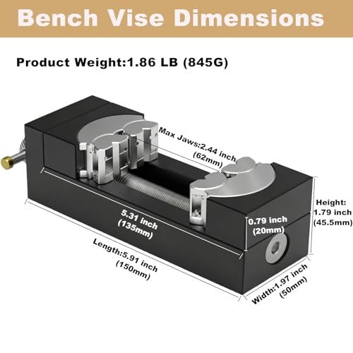 Smart Mini Vise for Woodworking - Universal Multi-Shapes and Materials Bench Vise Secures Wood, Plastic, Irregular Objects for DIY Projects & Models (Bench Vise)