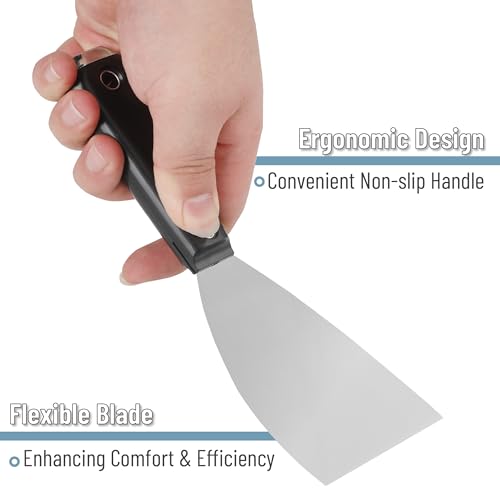 Bates 3 Inch Flexible Metal Putty Knife - Drywall Spackle Knife, Paint Scraper, Wall Scraper - color: Black, size: 3 Inch