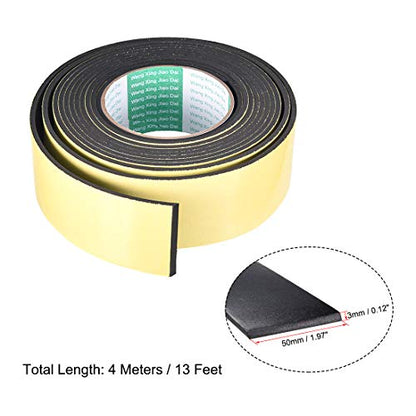 uxcell Sealing Foam Tape 50mm Wide 3mm Thick 4m/13ft Long, Self Adhesive Weather Strip for Window Door Insulation, Pack of 2 - size: 50mmx3mmx4m