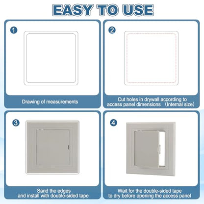 PATIKIL Access Panel for Drywall 7x7 Inch, 1 Set ABS Plastic Wall Hole Cover Access Door with Double-Sided Tape for Wall Ceiling Electrical, White