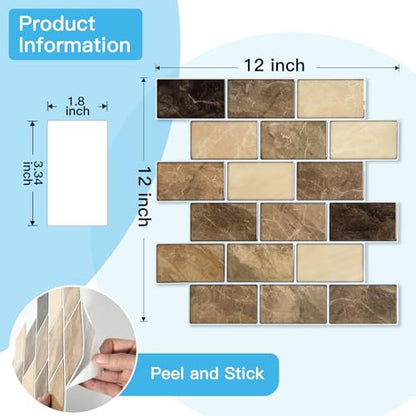 Art3d Peel and Stick Backsplash Tiles – 12"x12" Yellow Jasper Thicker Design, Self-Adhesive Wall Tile for Kitchen & Bathroom - color: Yellow Jasper
