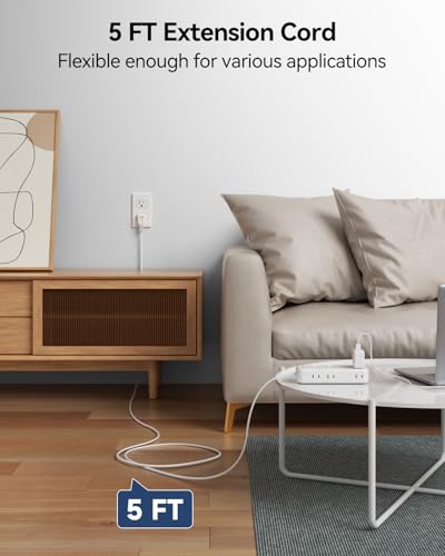 2 Prong Power Strip - 2 Prong to 3 Prong Outlet Adapter, 2 Prong Extension Cord with USB C, Surge Protector 1875W with 6 Outlets 3 USB, Three Prong Adapter 5ft, Wall Mount, Non Grounded, Old House - size: 5 FT-Two Prong