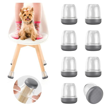 Extra Small Chair Leg Floor Protectors for Carpet Hardwood Floors, Upgraded Chair Leg Caps with Graphene Fabric Bottom, No Cat/Dog Hair Clinging, 16 Pcs Clear Furniture Leg Feet Covers (Fit 0.6"-0.8") - size: Small (Fit 0.6"-0.8")