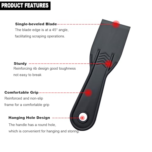 5 Pcs Plastic Putty Knife,2Inch Flexible Paint Scraper Tool for Spackling,Repairing Drywall, Removing Wallpaper, Applying Mud or Plaster