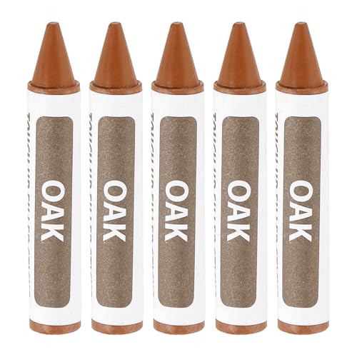 uxcell Furniture Repair Wood Markers, 5 Pcs Oak Touch Up Filler Sticks, Wood Wax Pen Crayons for Scratches, Wood Floors, Tables, Cabinet, Carpenters, Cover Ups - color: Oak