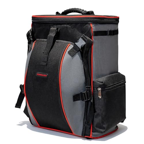 YESWELDER Welding Backpack, Large Capacity Professional Welding Tool Bag with Helmetcatch, Multipurpose Heavy Duty Welder Bag for Travel Hiking and Outdoor Activities