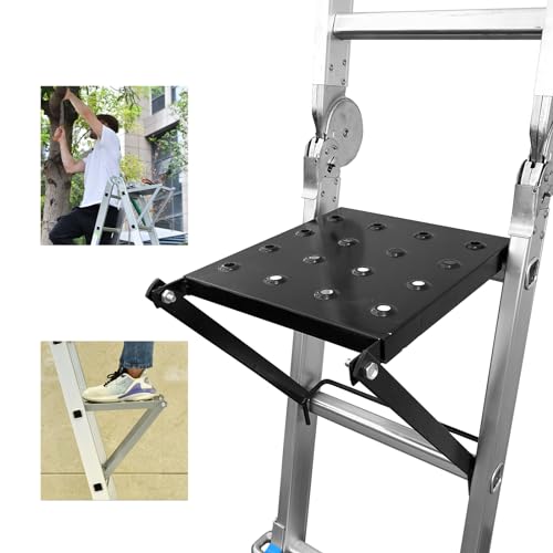 JADDUO Ladder Work Platform Anti-Slip Ladder Accessories Step Ladders Extension Ladders Work Stand System Ladder Tray for Painters and Tools Holds 400 Pound 17 x12 Inch，Black - color: Black