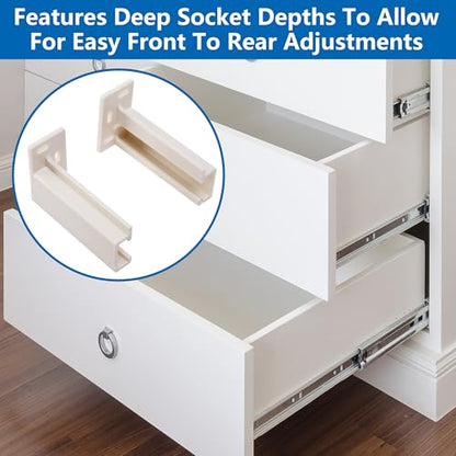 2 Pairs Drawer Track Back Plate,ABS Drawer Rail Bracket Compatible with R7265,Drawer Slide Mounting Brackets for Track Socket Repair Replacement - color: 4 Pcs