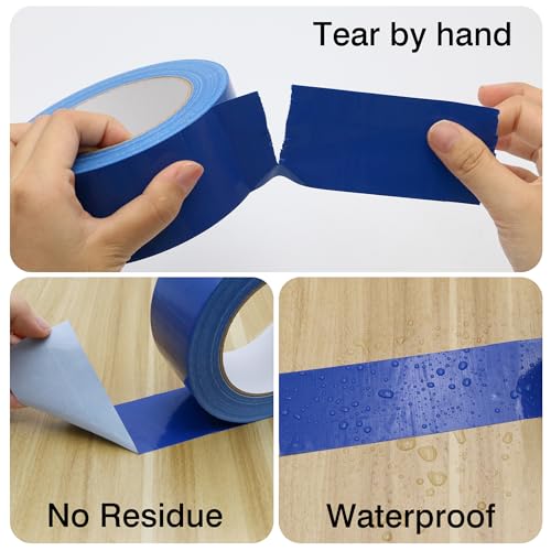 Duct Tape 1 Inch X 44 Yards, 8.5 mil Thickness, Heavy Duty Blue Duct Tape, No Residue, Waterproof, Tear by Hand for Repairs, Industrial, Professional Use - color: Blue, size: 1 inch X 44 Yards