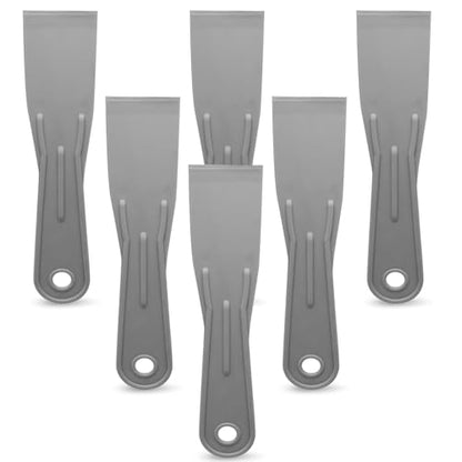 6pcs Flexible Plastic Putty Knife Set - 1.5 Inch Wide Scraper for Wall Repair, Spackling, Drywall Taping & Painting Projects (Grey)