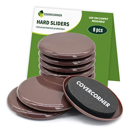 Furniture Sliders for Carpet 8 PCS - 3 1/2 inch Furniture Moving Slider Chair Legs Floors Protectors– Move Your Furniture Easy & Safely(for Carpet) Brown - size: 8 PCS 3 1/2 inch Brown