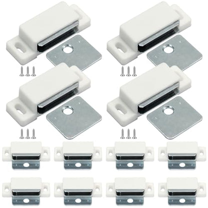 12Pcs Cabinet Door Magnets Catch Magnetic Door Catch, Magnetic Shutter Hardware Drawer Magnet Latch Cabinet Magnets for Closure Cupboard Closet Bathroom(White) - color: White