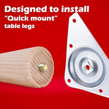 Waddell Furniture Leg Mounting Bracket (1 Count, Heavy Duty Top Plate) | 18G Steel Quick Mount Table Leg Attachment Hardware | DIY Home Projects Made Easy | Compatible with Bolt Hanger Table Legs - color: Heavy Duty Top Plate