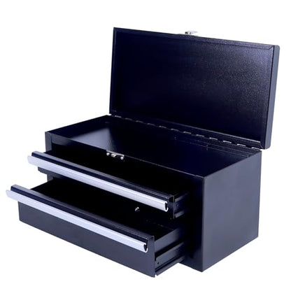 SUMERUZ Mini Tool Box with Drawers - Small Metal Tool Box, Micro Top Tool Chest for Tools Storage,Multi-Purpose Portable Storage Case Organizer (Black01)