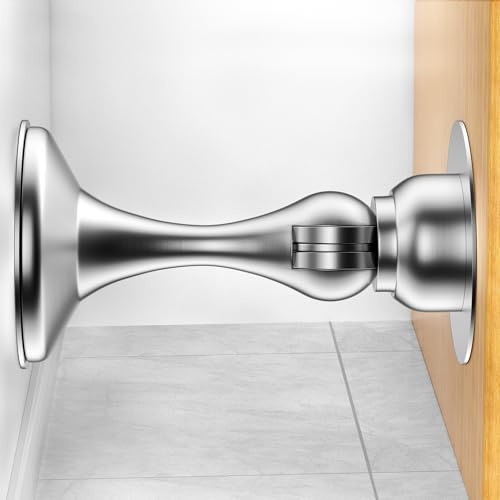 Magnetic Door Stoppers 1 Pack, Stainless Steel Magnetic Door Stop, Wall & Floor Mounting No Drilling Door Stop with 3D Adhesive Tapes Keep Door Open, Silver - color: Silver, size: 1 Pack
