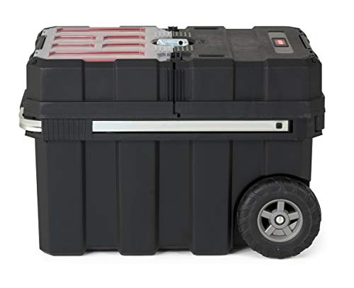 Keter Masterloader Resin Rolling Tool Box with Locking System and Removable Bins – Perfect Organization and Storage Chest for Power Drill, Tape Measure, and Screwdriver Set, Black - size: Masterloader
