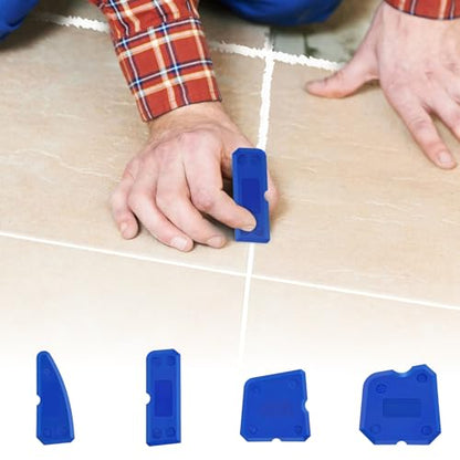 4Pcs Caulking Tool, Silicone Sealant Finishing Grout Tools Kit, Sealing Hand Caulk Removal Tool - color: Blue 4pcs