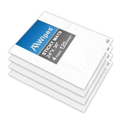 AAwipes Sticky Mat Tacky Pads Adhesive 24" x 36" 4 Packs, 30 Sheets/Packs, 120 Sheets Total White Cleanroom Floor Mats for Laboratory Construction Hospital Shoes - color: 24" x 36" White