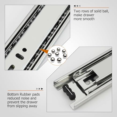 LONTAN Full Extension Ball Bearing Drawer Slides 8 10 12 14 16 18 20 22 24 Inch Heavy Duty Side Mount File Cabinet Rails Dresser Runner Kitchen Drawer Glides 100 LB Capacity (12 inch,10 Pairs) - color: Silver, size: 12 Inch - Drawer Slide