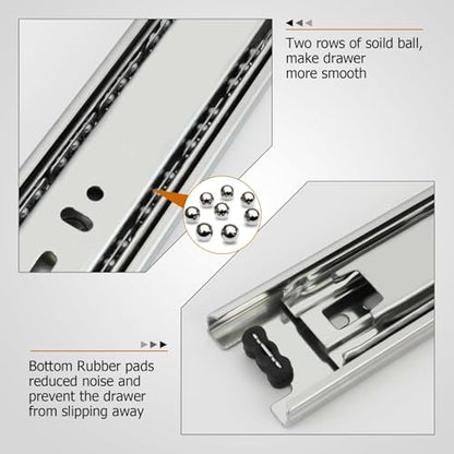 LONTAN Full Extension Ball Bearing Drawer Slides 8 10 12 14 16 18 20 22 24 Inch Heavy Duty Side Mount File Cabinet Rails Dresser Runner Kitchen Cabinet Drawer Glides 100 LB Capacity (16 inch,1 Pair) - color: Silver, size: 16 Inch - Drawer Slide
