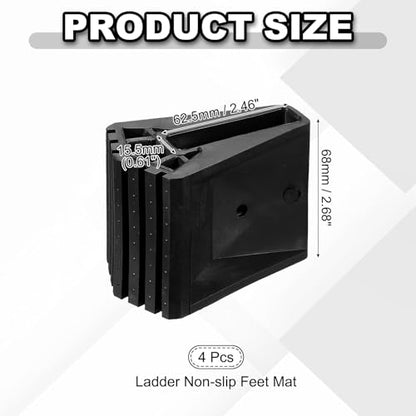 PATIKIL Ladder Non Slip Feet Mat (62x16mm) (4Pcs), Rubber Step Ladder Foot Pads Cover Cushion Replacement, Suit for Telescopic Folding Extension Ladders - size: 62x16mm