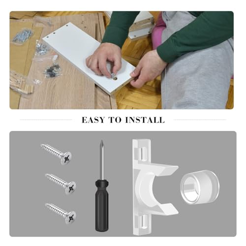 KIBBEH 8 Sets False Front Cabinet Clips Kitchen Cabinet Doors Replacement for Drawer Repair Kit Sink Clips for Sink Drawer Tip Out Tray Kit with Matching Screwdriver