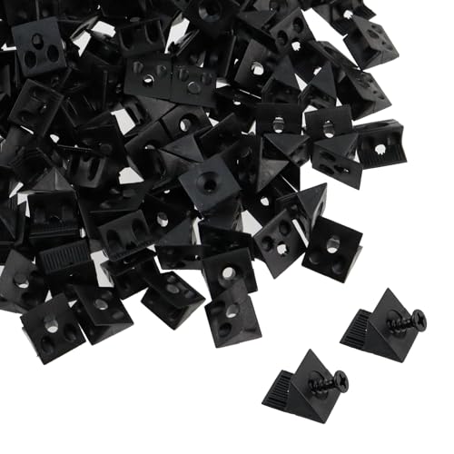 Oedema 150 Pcs Drawer Bottom Support Brackets Drawer Bottom Sagging Repair Fix Mending Wedges 90 Degree Drawer Plastic Angle Code Bracket Fastener, Black - color: Black