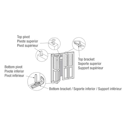 Prime-Line N 7534 Bi-Fold Door Hardware Repair Kit – Includes Top and Bottom Brackets, Top and Bottom Pivots and Guide Wheel – Door Repair Kit for 1" to 1-3/8" Thick Doors Up To 50 Lbs. (1 Kit), Zinc