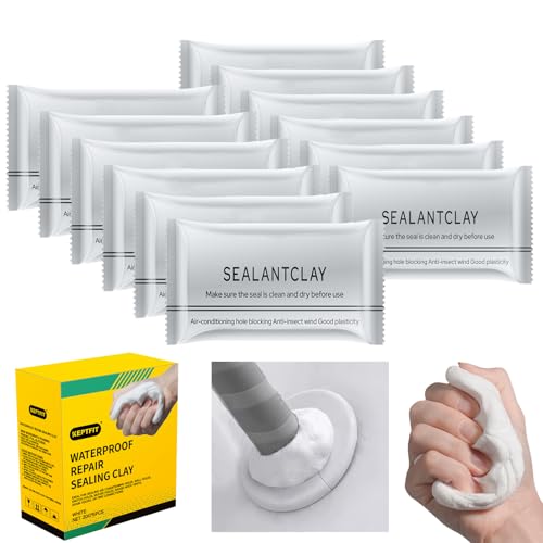 New Type White Waterproof Sealant Mastic, Repair Sealing Clay, Quick Mending Mud for Drain Connection, Wall Hole, Air Conditioning Hole Waterproof Seal Putty (12-Pack) - color: 12-Pack