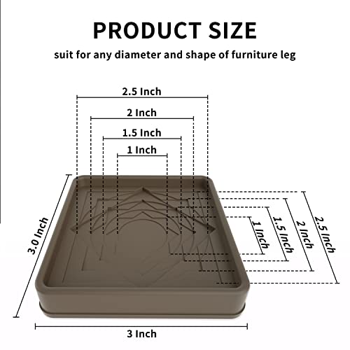 Furniture Coasters,8 Pcs 3" Furniture Caster Cups-Non Slip Furniture Pads Hardwoods Floors-Non Skid Furniture Grippers,Rubber Furniture Feet - color: 8pcs3"square Brown Star