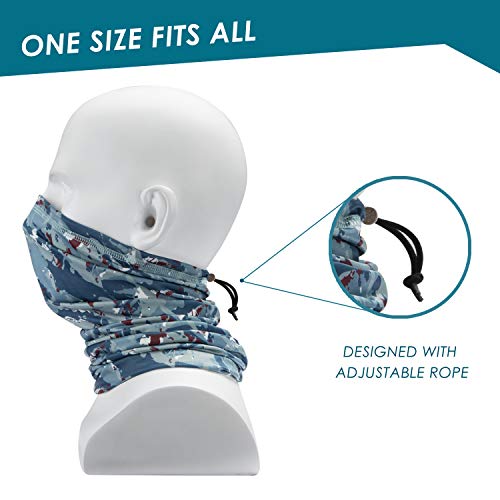Neck Gaiter Face Mask Reusable, Cloth Face Masks Bandana Balaclava Cover Scarf Shield - color: Camo-blue A001