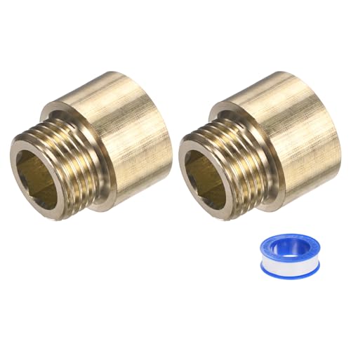 M METERXITY Shower Head Extension Arm, Brass G1/2 Male to Female Extension Pipe Fitting Adapter with PTFE Thread Seal Tape for Shower/Faucet, Pipe Plumbing Coupler 1"/25mm 2-Pack - size: 1"/25mm