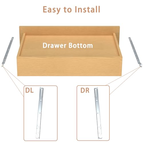 12 Inch Drawer Slides Kit, Undermount Drawer Rails Side Mount Slide Hardware, Bottom Mount Replacement Steel Tracks for Dresser Drawers Cabinet, Heavy Duty White 4PCS