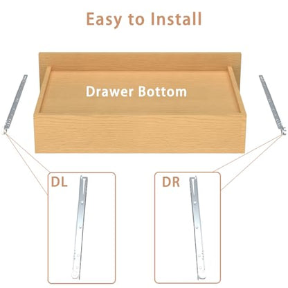 12 Inch Drawer Slides Kit, Undermount Drawer Rails Side Mount Slide Hardware, Bottom Mount Replacement Steel Tracks for Dresser Drawers Cabinet, Heavy Duty White 4PCS