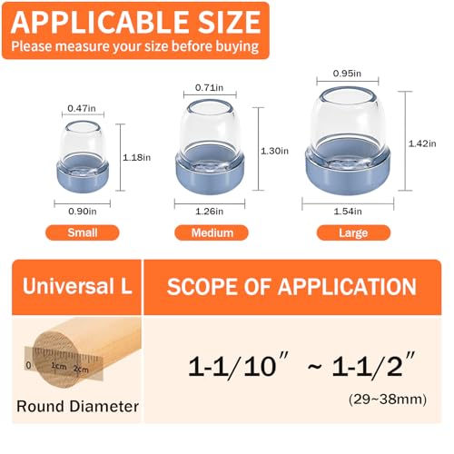 Chair Sliders for Carpeted Floors,16 Pcs Chair Glides Round Furniture Sliders Carpet,Chair Leg Floor Protectorst,Make Furniture Glides Move Easy(Fit 1-1.4", Clear) - size: Large(fit:1"-1.4")