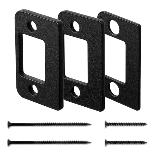 Universal Standard Door Strike Plate with Shim, Set of 3 Different Thickness, Stainless Steel Universal Residential Security Striker, Door Gap Blocker Kit Block Access to Latch - color: Black