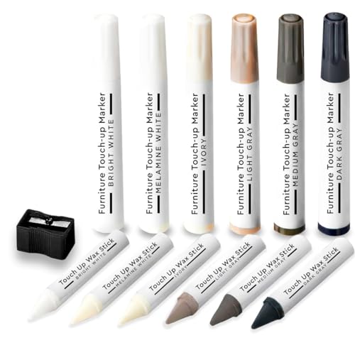 Furniture Repair Kit Wood Markers – Set of 14 – Markers and Wax Crayons for Scratches, Stains, Wood Floors, Tables, Cabinets, Desks & Touch-Ups - color: Light Wood, size: Set Of 14