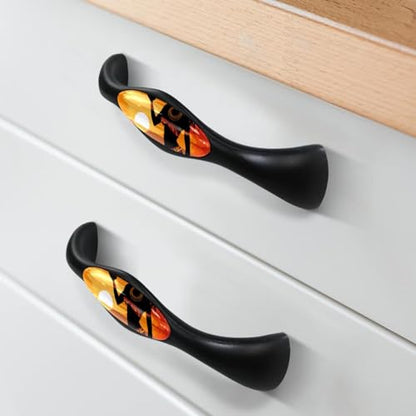 Arch Bow Cabinet Pulls, Set of 4, Art African Woman Pattern Sunset, Drawer Pulls Kitchen Cabinet Handles Kitchen Hardware for Cabinets, Black - color: COLOR5175