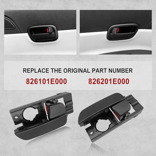82610-1E000 82620-1E000 A Pair Inside Door Handle Set Compatible with Hyundai 2006-2011 Accent Left Driver and Right Passenger Side Front or Rear Inside Door Handle, Black