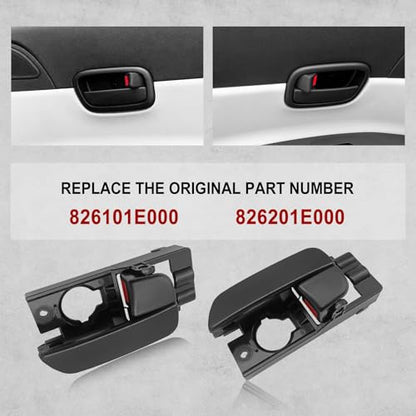 82610-1E000 82620-1E000 A Pair Inside Door Handle Set Compatible with Hyundai 2006-2011 Accent Left Driver and Right Passenger Side Front or Rear Inside Door Handle, Black