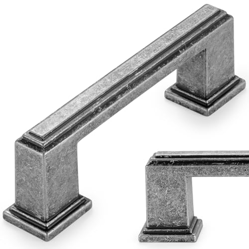 KOOFIZO 10 Pack 3 Inch Antique Iron Kitchen Cabinet Pulls Vintage Iron Cabinet Handles Iron Cabinet Hardware for Kitchen Cabinets P02 Drawer Dresser Cupboard Bedroom - color: Antique Iron, size: 3" CC - 10Pcs