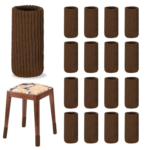 16 PCs Large Furniture Leg Socks - High Elastic Knitted Chair Leg Floor Protectors, Coffee Thickening Chair Leg Covers Set, Move Easily and Reduce Noise - color: Coffee, size: 16pcs Large