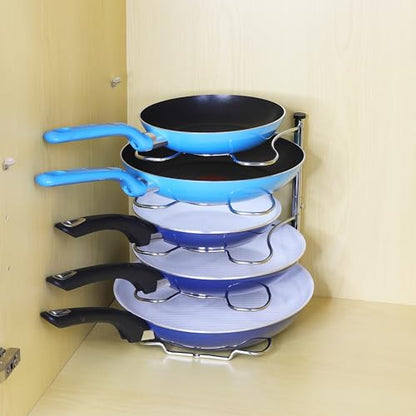 Simple Houseware Cabinet Pantry Pot and Pan Organizer Holder Rack, Chrome - color: Chrome