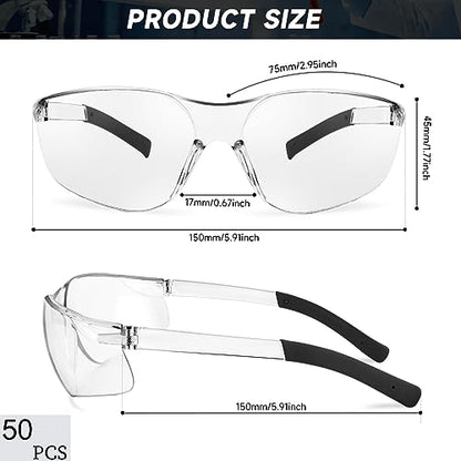 Salfboy 50 Pack Safety Glasses ANSI Z87.1 Scratch Resistant Eyewear for Women Man Lab Goggles Eye Protection - color: 118- 25clear+25grey