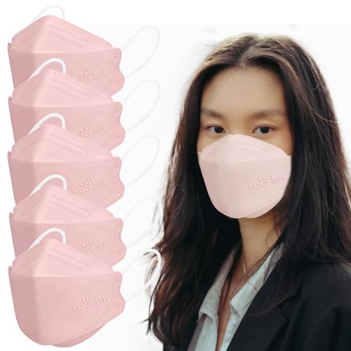 Borje KN95 Face Masks, 100 Pcs Disposable Face Masks, Pink Mask Against PM2.5 from Fire Smoke & Dust Filter Efficiency 95% - color: 100pcs=pink