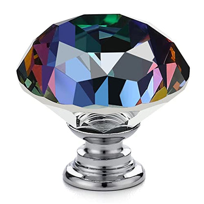 Ravinte 5 Pack Colorful Crystal Knobs for Dresser Drawers Glass Cabinet Knobs Diamond Shaped Drawer Knobs - 30 mm Knobs with Black Base - color: Colorful