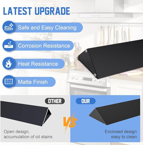 30" Slide-in Range Rear Filler Kit W10113901A, Stove Gap Universal Triangular Filler Strip, Cooktop Trim Kit Between Stove and Backsplash for Whirlpool & Most Brand, Durable Aluminum, Black - color: Black