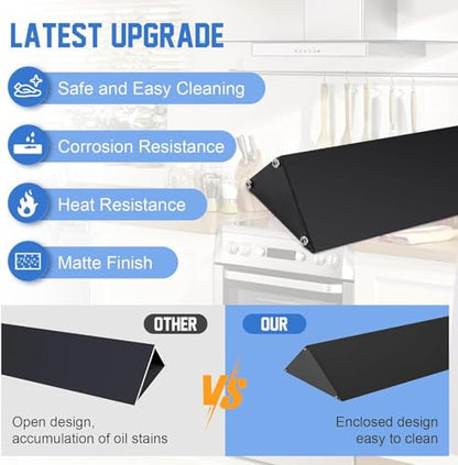 30" Slide-in Range Rear Filler Kit W10113901A, Stove Gap Universal Triangular Filler Strip, Cooktop Trim Kit Between Stove and Backsplash for Whirlpool & Most Brand, Durable Aluminum, Black - color: Black