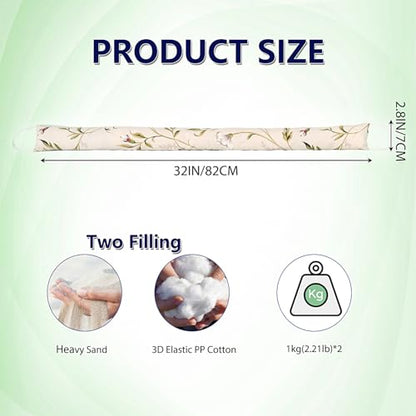 2 Pack 32 Inch 2.8 Inch Wide Slim Under Door Blocker Door Draft Stopper, Bottom Blocker Weighted Gap Filler Saving Energy Sound Air Noise Light Stopper Canvas Cotton Cartoon Print 2.2Lb - size: 32in